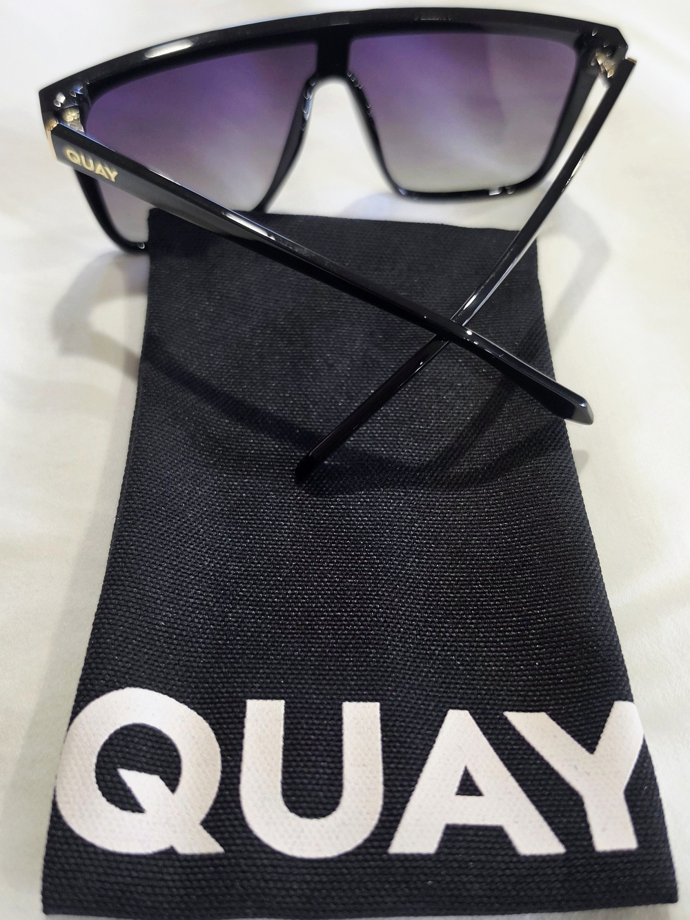 Quay Nightfall Oversized Nightfall Black/Smoke  Sunglasses with Black Pouch